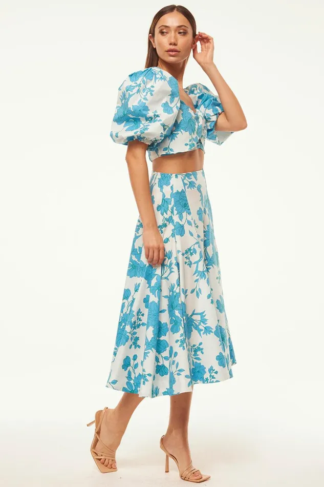 MISA Los Angeles Tops Women RORI TOP Turquoise Flora Poplin