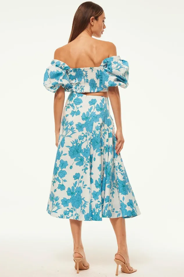 MISA Los Angeles Tops Women RORI TOP Turquoise Flora Poplin