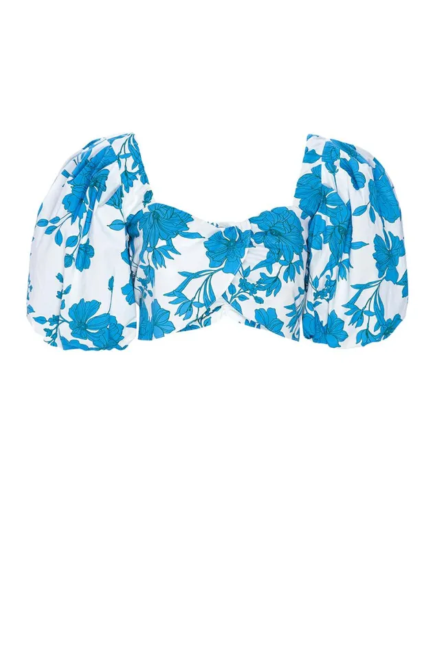 MISA Los Angeles Tops Women RORI TOP Turquoise Flora Poplin