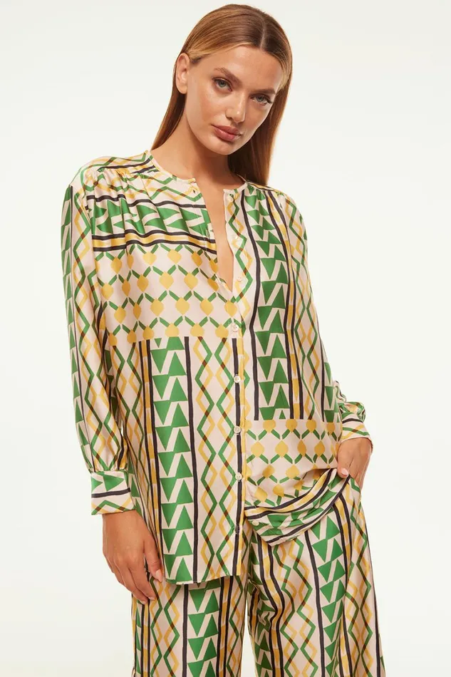 MISA Los Angeles Tops Women TEODORA TOP Limoncello Geo Satin