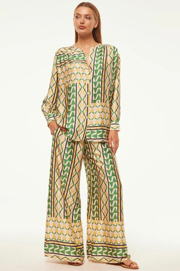 MISA Los Angeles Tops Women TEODORA TOP Limoncello Geo Satin