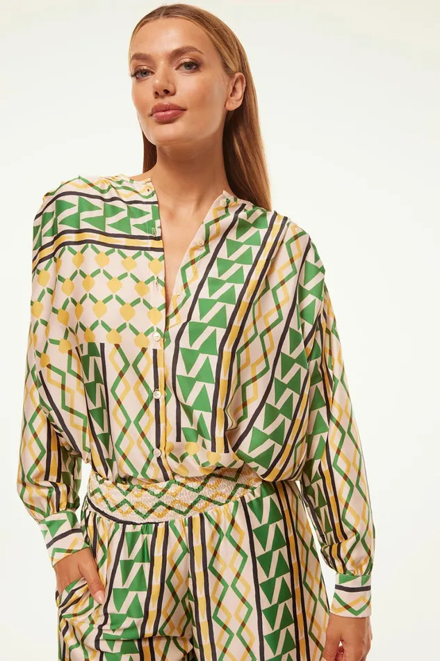 MISA Los Angeles Tops Women TEODORA TOP Limoncello Geo Satin