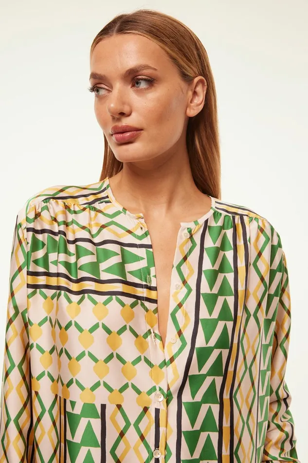 MISA Los Angeles Tops Women TEODORA TOP Limoncello Geo Satin