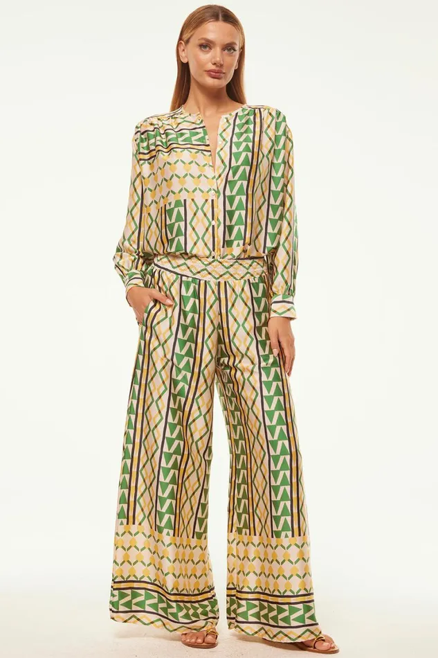 MISA Los Angeles Tops Women TEODORA TOP Limoncello Geo Satin