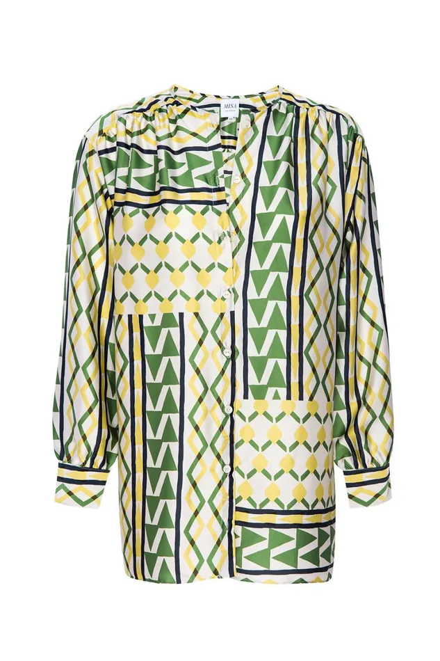 MISA Los Angeles Tops Women TEODORA TOP Limoncello Geo Satin