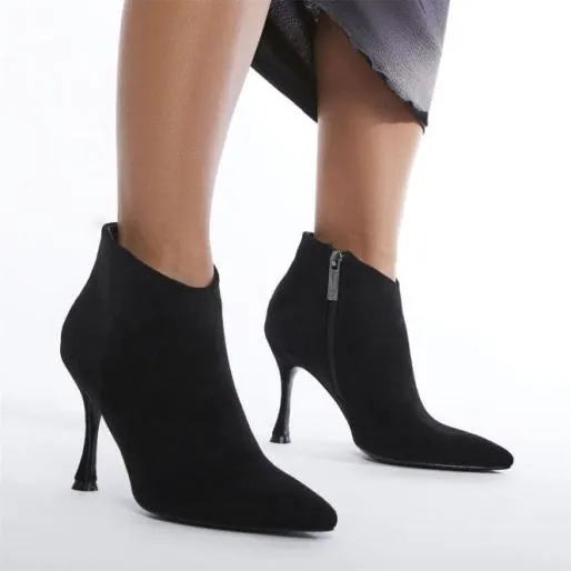 Myrra Black Alcantara Women Moda In Pelle Ankle Boots