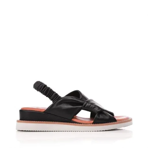 Nadya Black Leather Women Moda In Pelle Wedge Sandals Nadya Black Leather Women Moda In Pelle Wedge Sandals