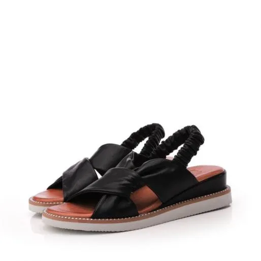 Nadya Black Leather Women Moda In Pelle Wedge Sandals Nadya Black Leather Women Moda In Pelle Wedge Sandals