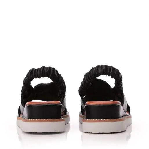 Nadya Black Leather Women Moda In Pelle Wedge Sandals Nadya Black Leather Women Moda In Pelle Wedge Sandals