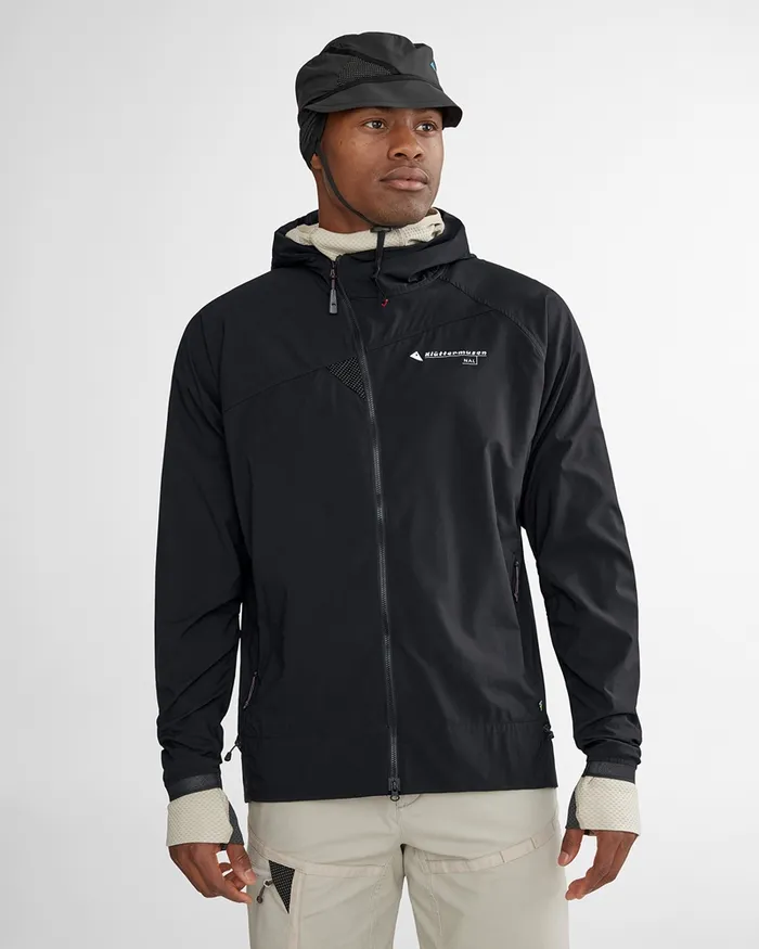 Nal Hooded Windbreaker Jacket Black Men Klttermusen Wind Resistant Jackets