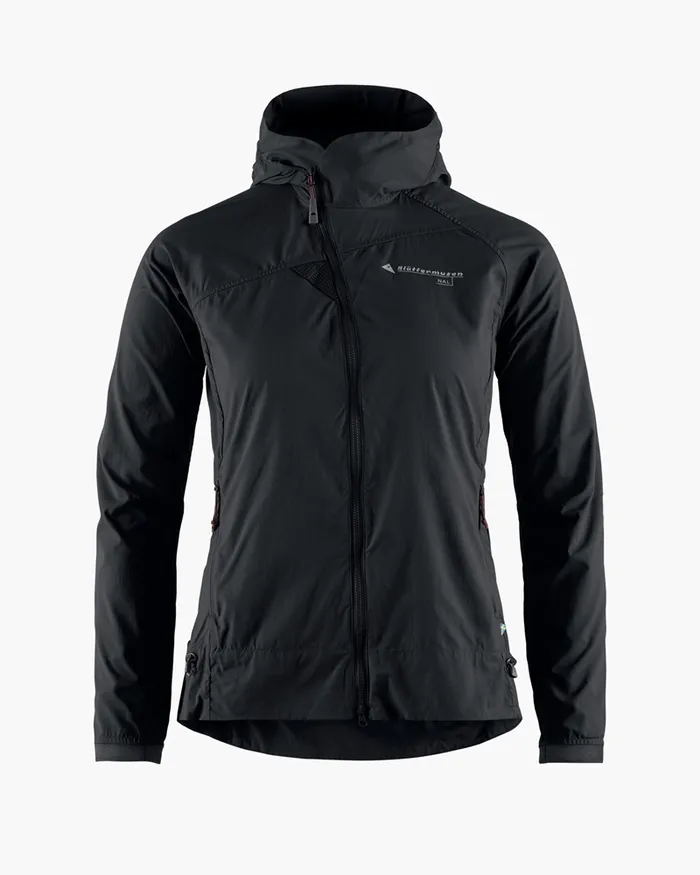 Nal Hooded Windbreaker Jacket Black Women Klttermusen Wind Resistant Jackets