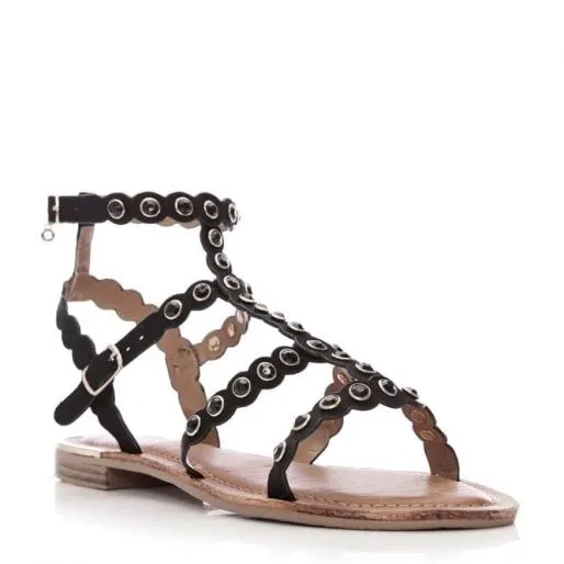 Ninetta Black Porvair Women Moda In Pelle Flat Sandals Ninetta Black Porvair Women Moda In Pelle Flat Sandals