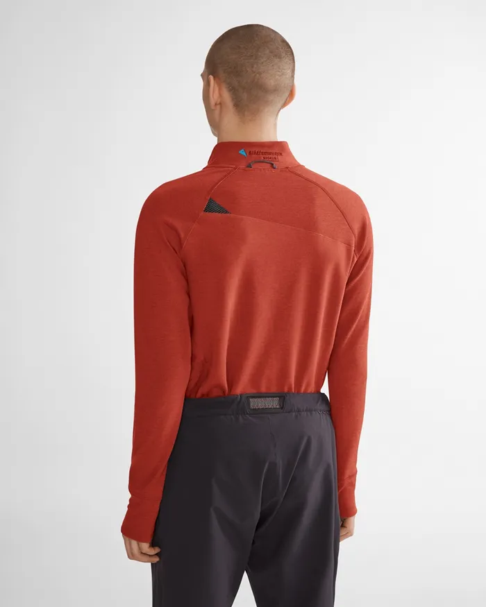 Njorun Crew Zip Dark Redwood Men Klttermusen Fleeces and Sweaters
