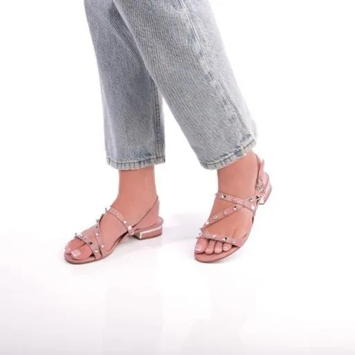 Normanie Nude Porvair Women Moda In Pelle Flat Sandals