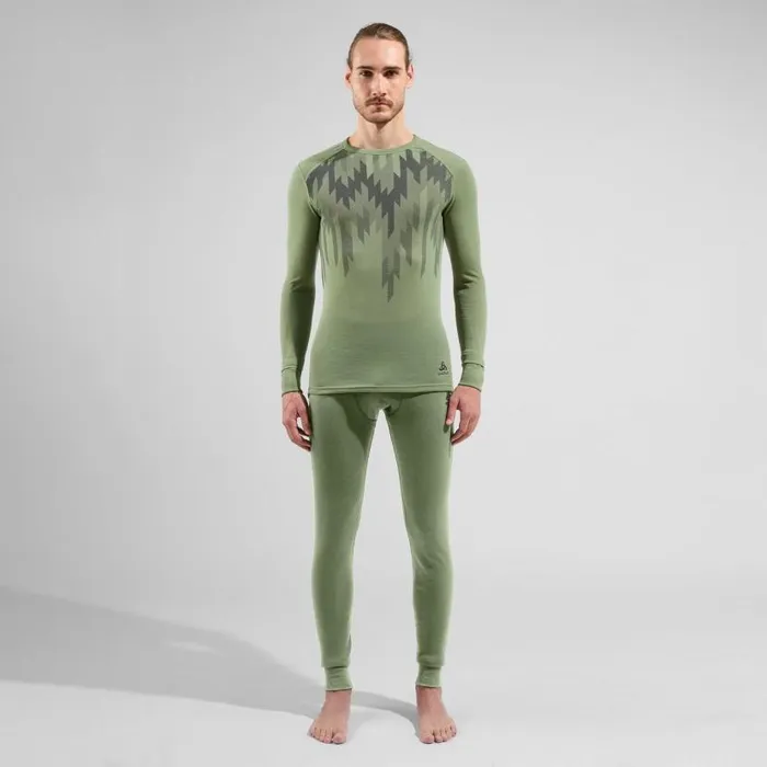Odlo Base Layers The Active Warm Graphic Base Layer Top Matte Green 8211 Men