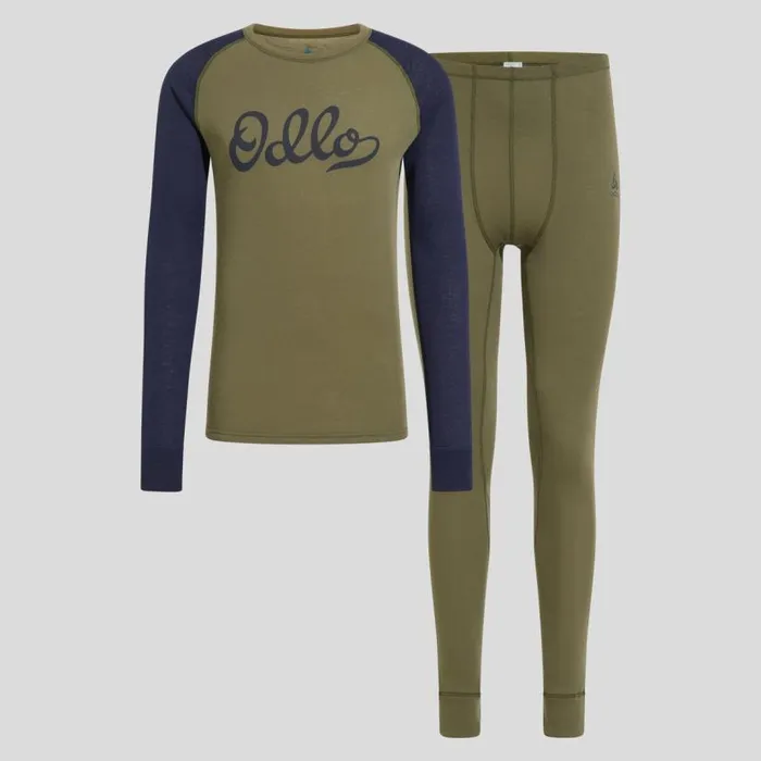 Odlo Base Layers The Active Warm Print Base Layer Set Burnt Olive 8211 Dark Sapphire 8211 Men