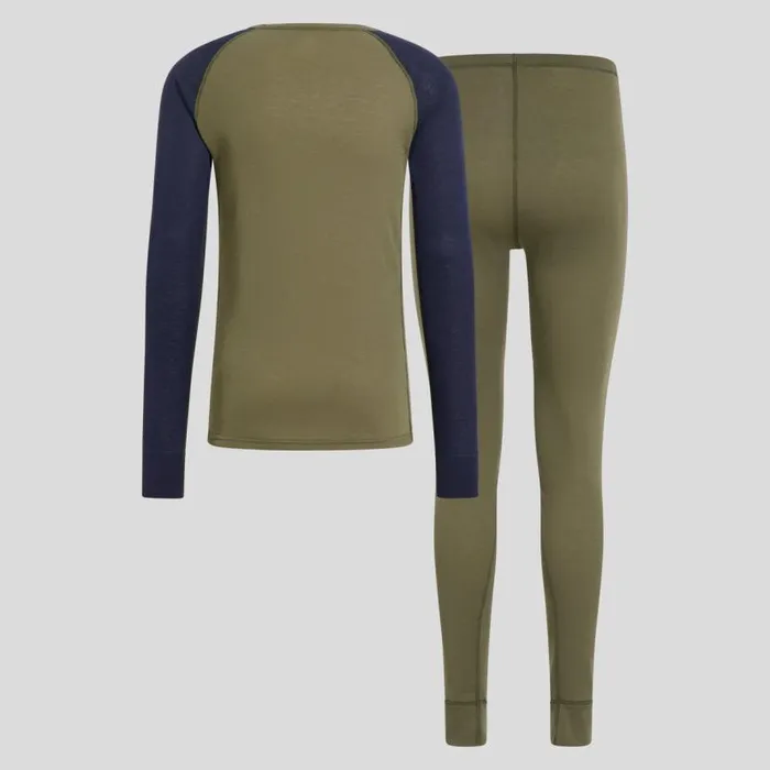 Odlo Base Layers The Active Warm Print Base Layer Set Burnt Olive 8211 Dark Sapphire 8211 Men