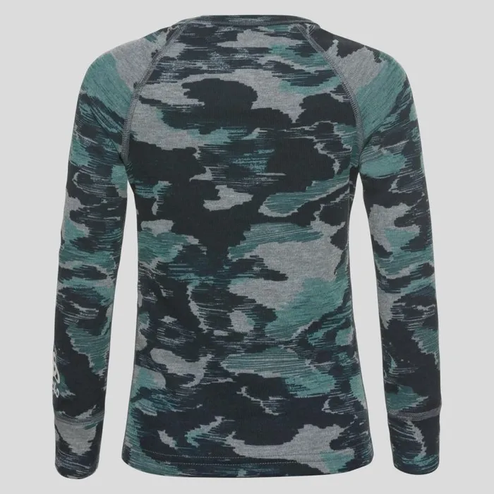 Odlo Base Layers The Active Warm Trend 039 Long Sleeve Base Layer Top Odlo Steel Grey Melange 8211 Jaded 8211 Kids