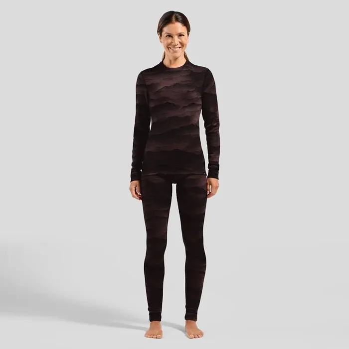 Odlo Base Layers The Natural Merino Warm Jacquard Base Layer Bottoms Fudge 8211 Black 8211 Women