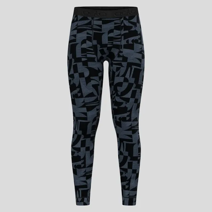 Odlo Base Layers The Natural Merino Warm Jacquard Base Layer Bottoms Provincial Blue 8211 Black 8211 Men