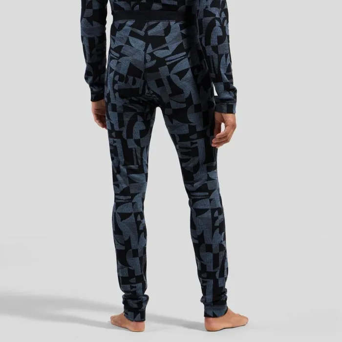 Odlo Base Layers The Natural Merino Warm Jacquard Base Layer Bottoms Provincial Blue 8211 Black 8211 Men