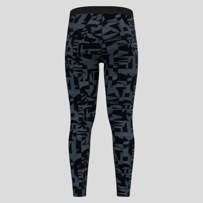 Odlo Base Layers The Natural Merino Warm Jacquard Base Layer Bottoms Provincial Blue 8211 Black 8211 Men