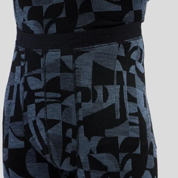 Odlo Base Layers The Natural Merino Warm Jacquard Base Layer Bottoms Provincial Blue 8211 Black 8211 Men