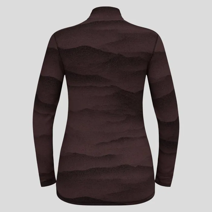 Odlo Base Layers The Natural Merino Warm Jacquard Base Layer HalfZip Fudge 8211 Black 8211 Women