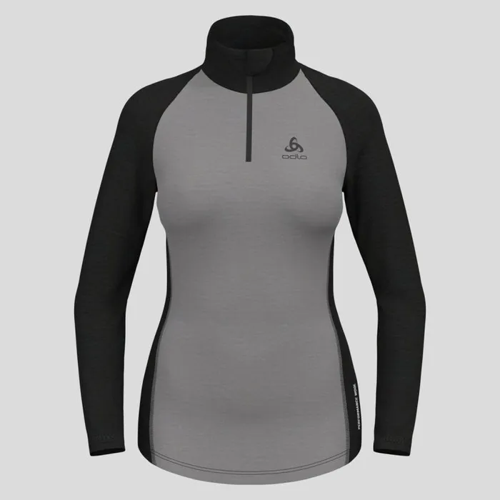 Odlo Base Layers The Performance Wool 150 Base Layer HalfZip Grey Melange 8211 Dark Grey Melange 8211 Women
