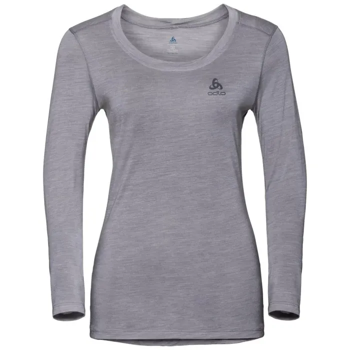 Odlo Base Layers The Performance Wool Light Long Sleeve Base Layer Top Grey Melange 8211 Women