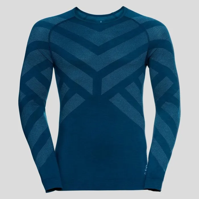 Odlo Base Layers The Performance Wool Warm Long Sleeve Base Layer Deep Dive Melange 8211 Men