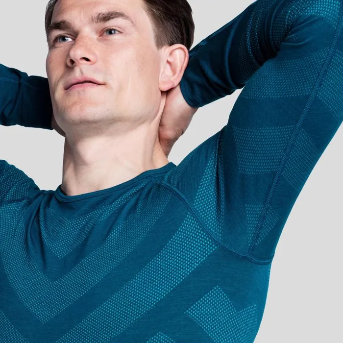 Odlo Base Layers The Performance Wool Warm Long Sleeve Base Layer Deep Dive Melange 8211 Men