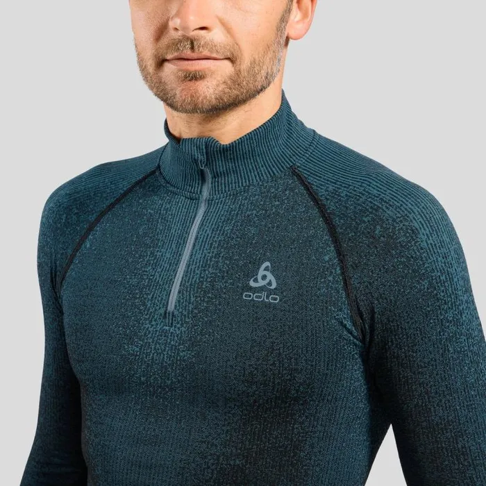 Odlo Base Layers The Pow Blackcomb Base Layer HalfZip Provincial Blue 8211 Men