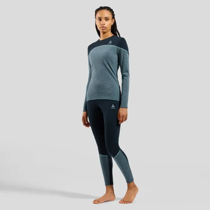 Odlo Base Layers The Revelstoke Performance Wool Warm Base Layer Bottoms Provincial Blue 8211 Dark Sapphire Melange 8211 Women