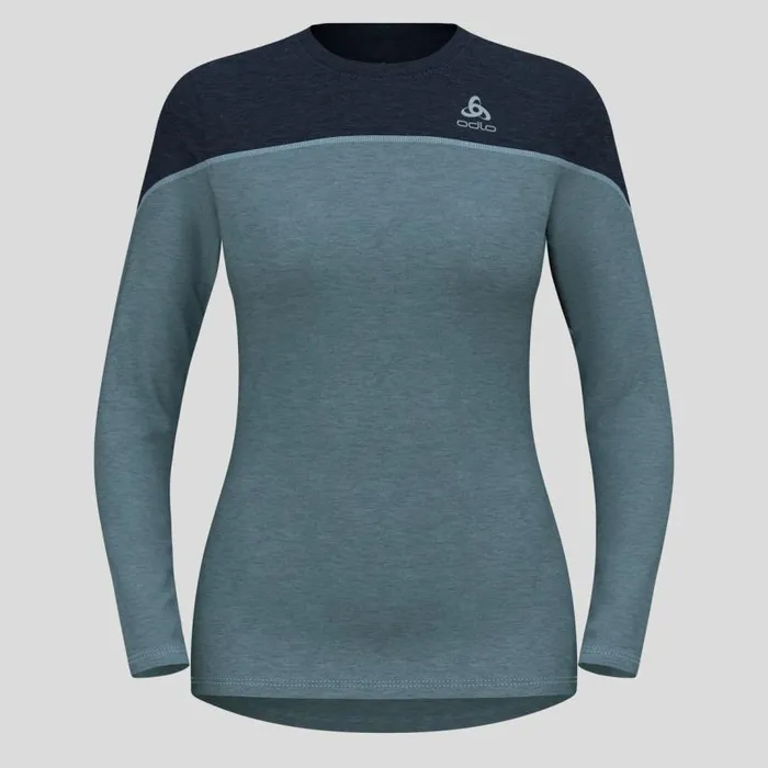 Odlo Base Layers The Revelstoke Performance Wool Warm Base Layer Top Provincial Blue 8211 Dark Sapphire Melange 8211 Women