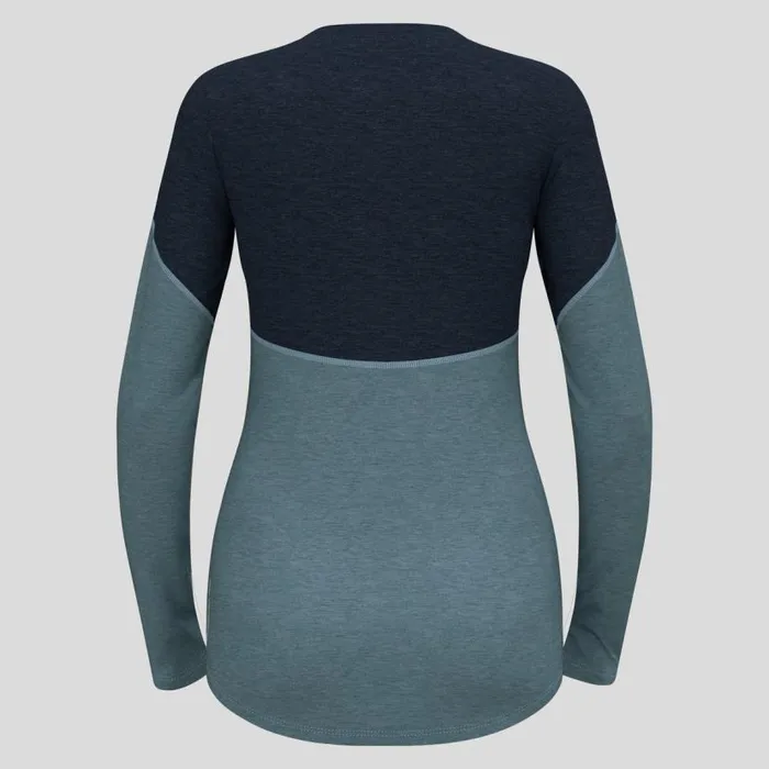 Odlo Base Layers The Revelstoke Performance Wool Warm Base Layer Top Provincial Blue 8211 Dark Sapphire Melange 8211 Women