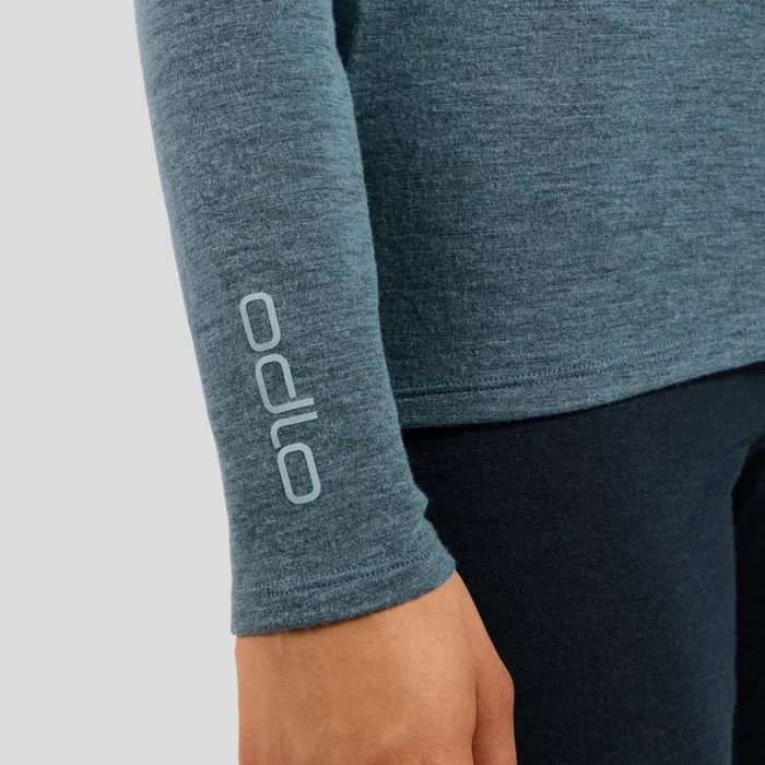 Odlo Base Layers The Revelstoke Performance Wool Warm Base Layer Top Provincial Blue 8211 Dark Sapphire Melange 8211 Women