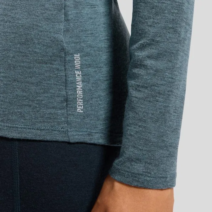 Odlo Base Layers The Revelstoke Performance Wool Warm Base Layer Top Provincial Blue 8211 Dark Sapphire Melange 8211 Women