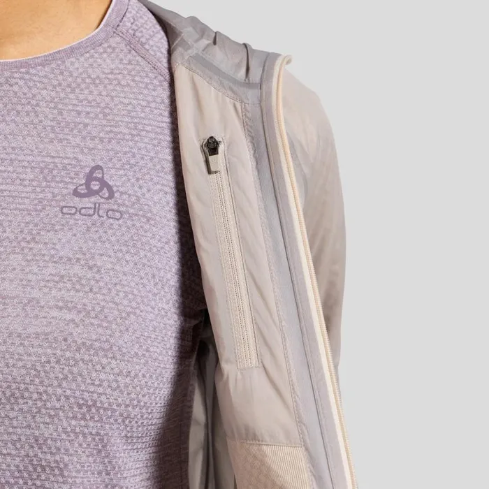 Odlo Jackets and Vests The Dual Dry Performance Knit Waterproof Insulated Running Jacket Silver Cloud 8211 Women