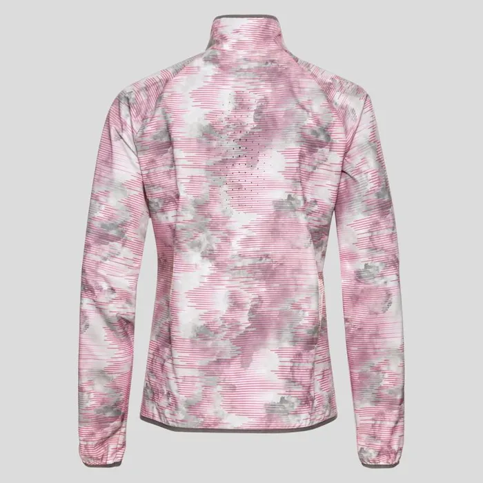 Odlo Jackets and Vests The Essentials Light Print Running Jacket Odlo Concrete Grey 8211 Festival Fuchsia 8211 Women