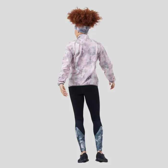 Odlo Jackets and Vests The Essentials Light Print Running Jacket Odlo Concrete Grey 8211 Festival Fuchsia 8211 Women