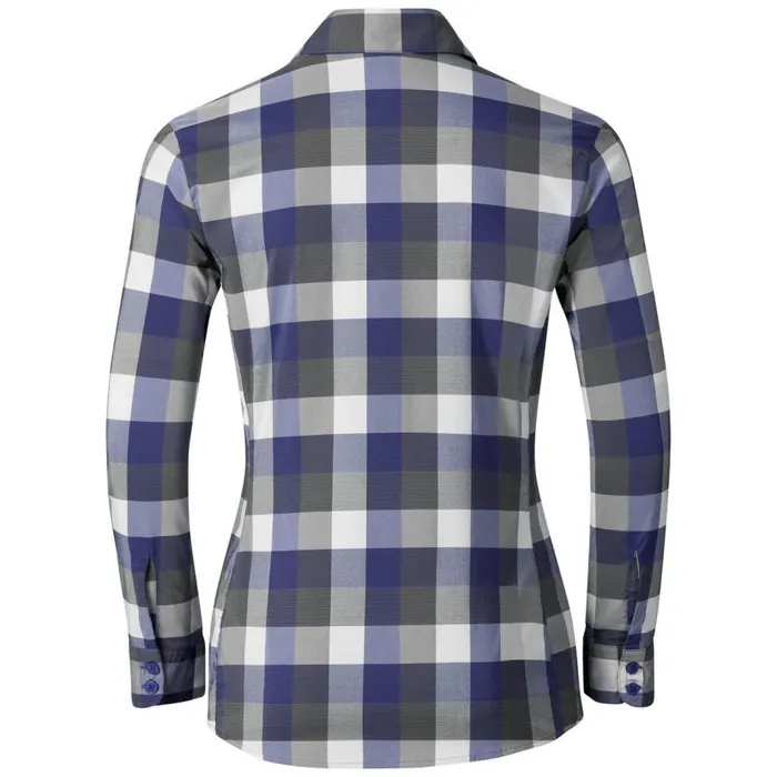 Odlo Mid Layers and Longsleeves Fairview Long Sleeve Blouse Spectrum Blue 8211 White 8211 Odlo Steel Grey 8211 Check 8211 Women