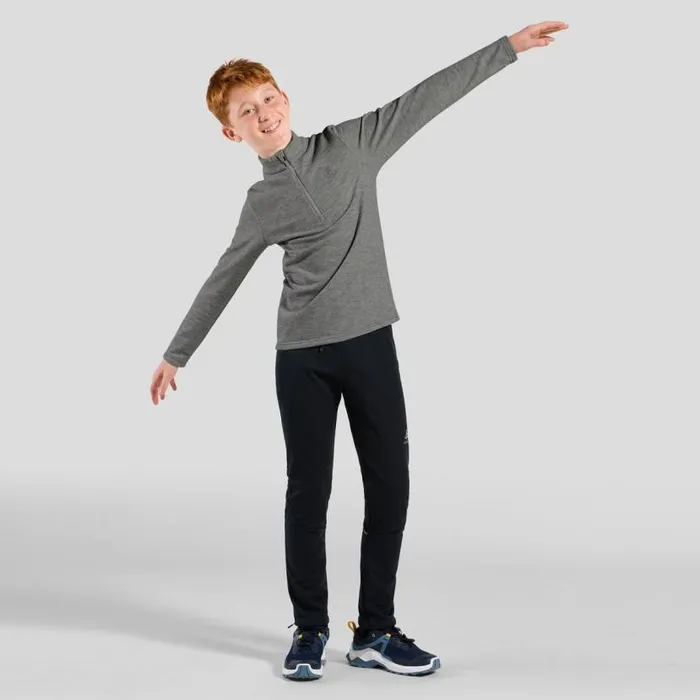 Odlo Mid Layers and Longsleeves The Berra 039 HalfZip Mid Layer Grey Melange 8211 Kids