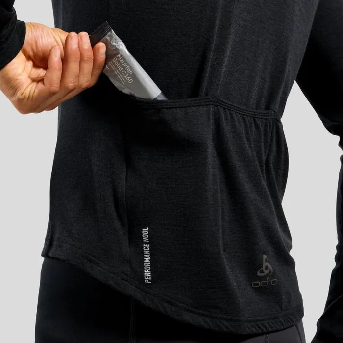 Odlo Mid Layers and Longsleeves The Performance Wool Long Sleeve Cycling Jersey Black 8211 Men