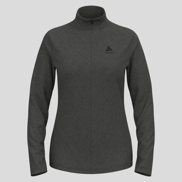 Odlo Mid Layers and Longsleeves The Roy HalfZip Mid Layer Shale Grey 8211 Black Stripes 8211 Women