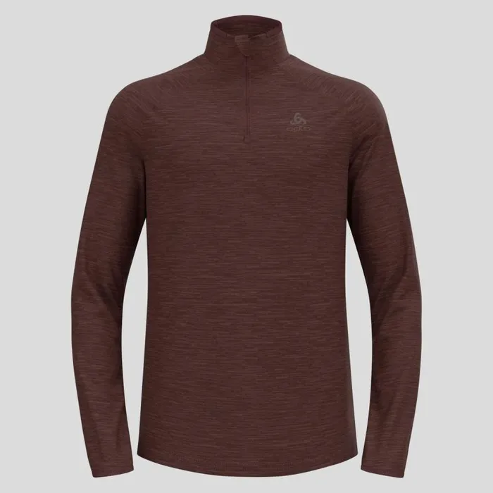 Odlo Mid Layers and Longsleeves The Run Easy HalfZip Mid Layer Top Fudge Melange 8211 Men