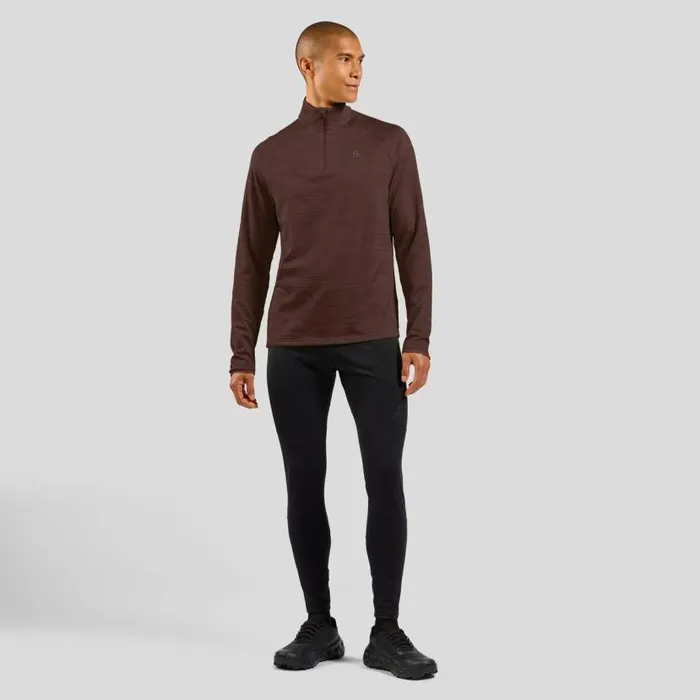 Odlo Mid Layers and Longsleeves The Run Easy HalfZip Mid Layer Top Fudge Melange 8211 Men