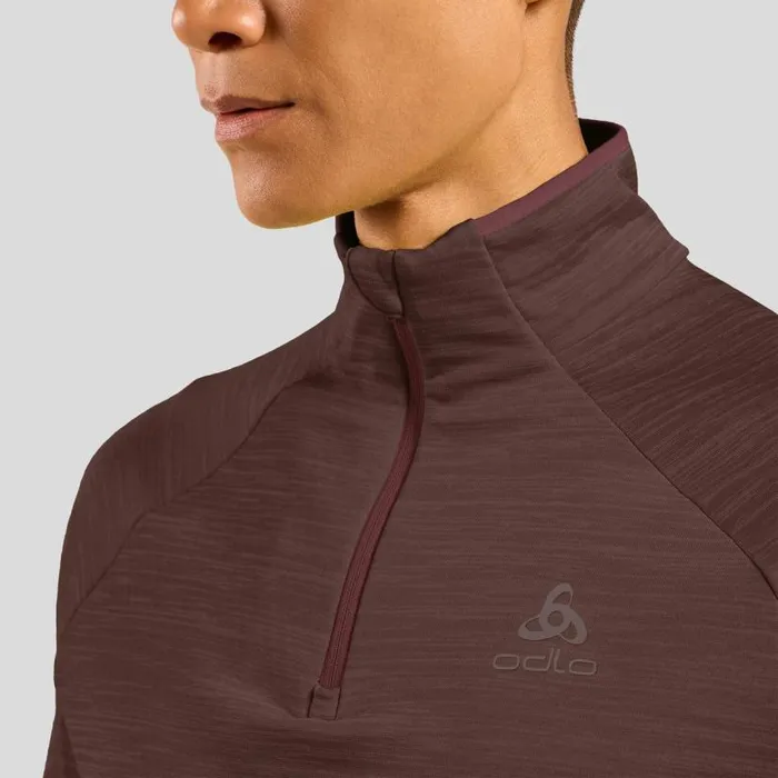 Odlo Mid Layers and Longsleeves The Run Easy HalfZip Mid Layer Top Fudge Melange 8211 Men
