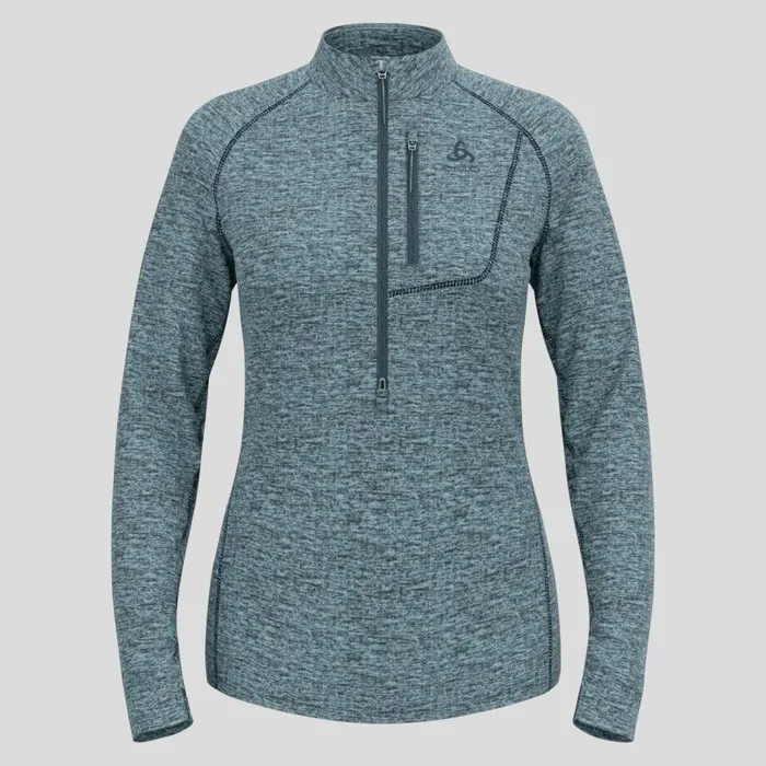 Odlo Mid Layers and Longsleeves The Tencia HalfZip Mid Layer Provincial Blue Melange 8211 Women