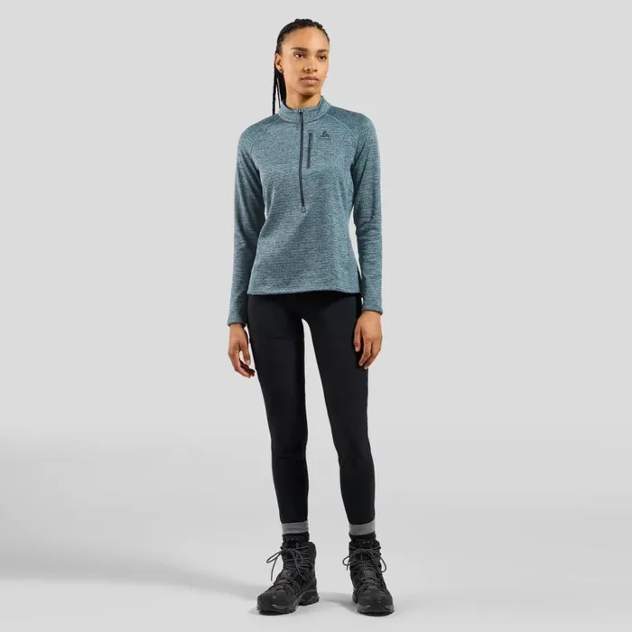Odlo Mid Layers and Longsleeves The Tencia HalfZip Mid Layer Provincial Blue Melange 8211 Women
